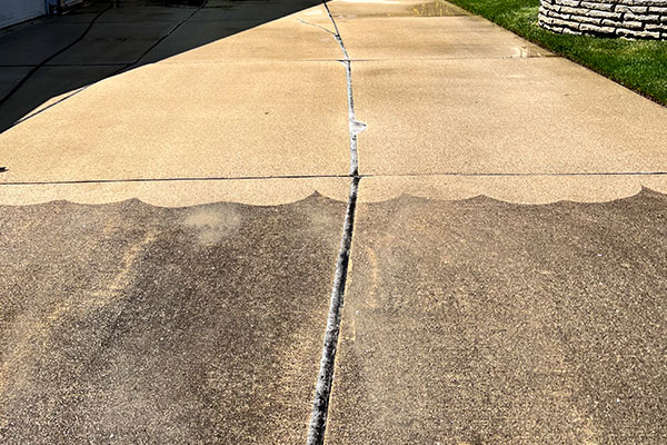 Powerwashed concrete driveway