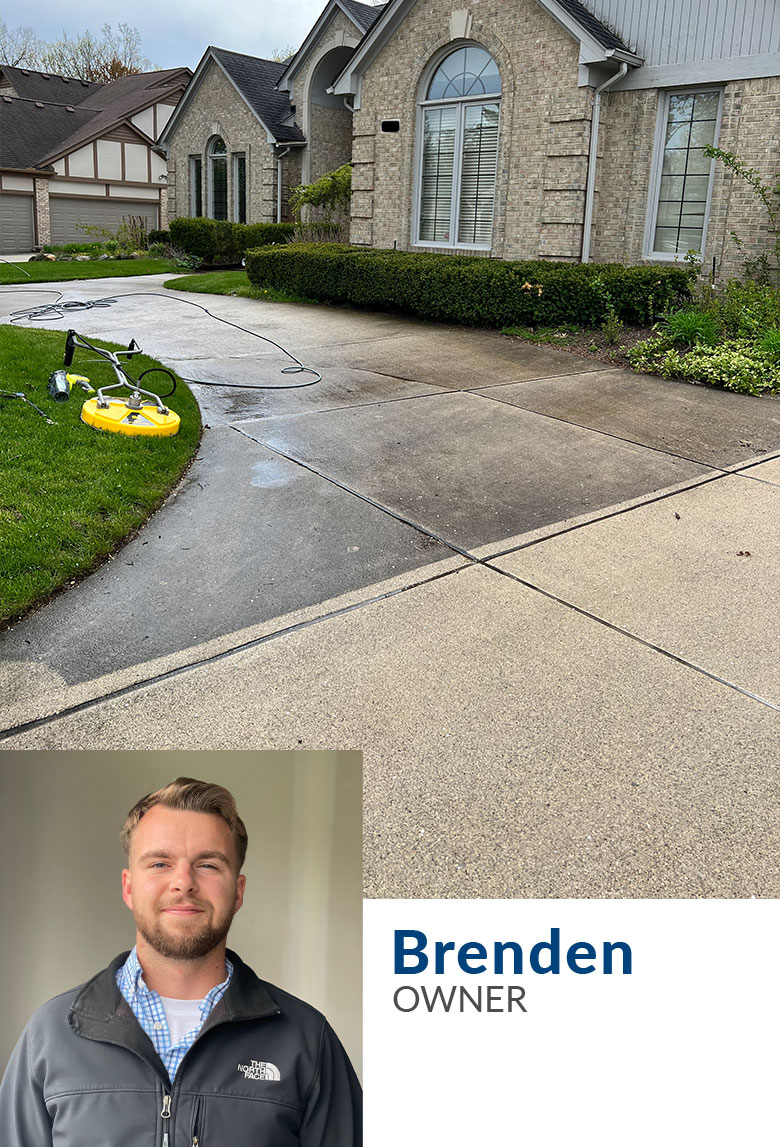 Brenden Owner and House with Driveway Washing