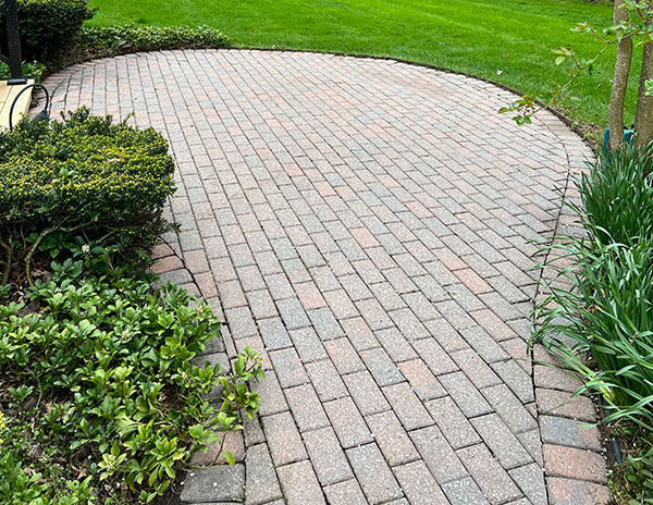 Clean brick paver patio